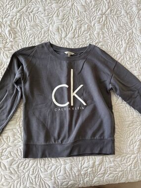 Calvin Klein Charcoal Gray CK Logo Crewneck Sweatshirt